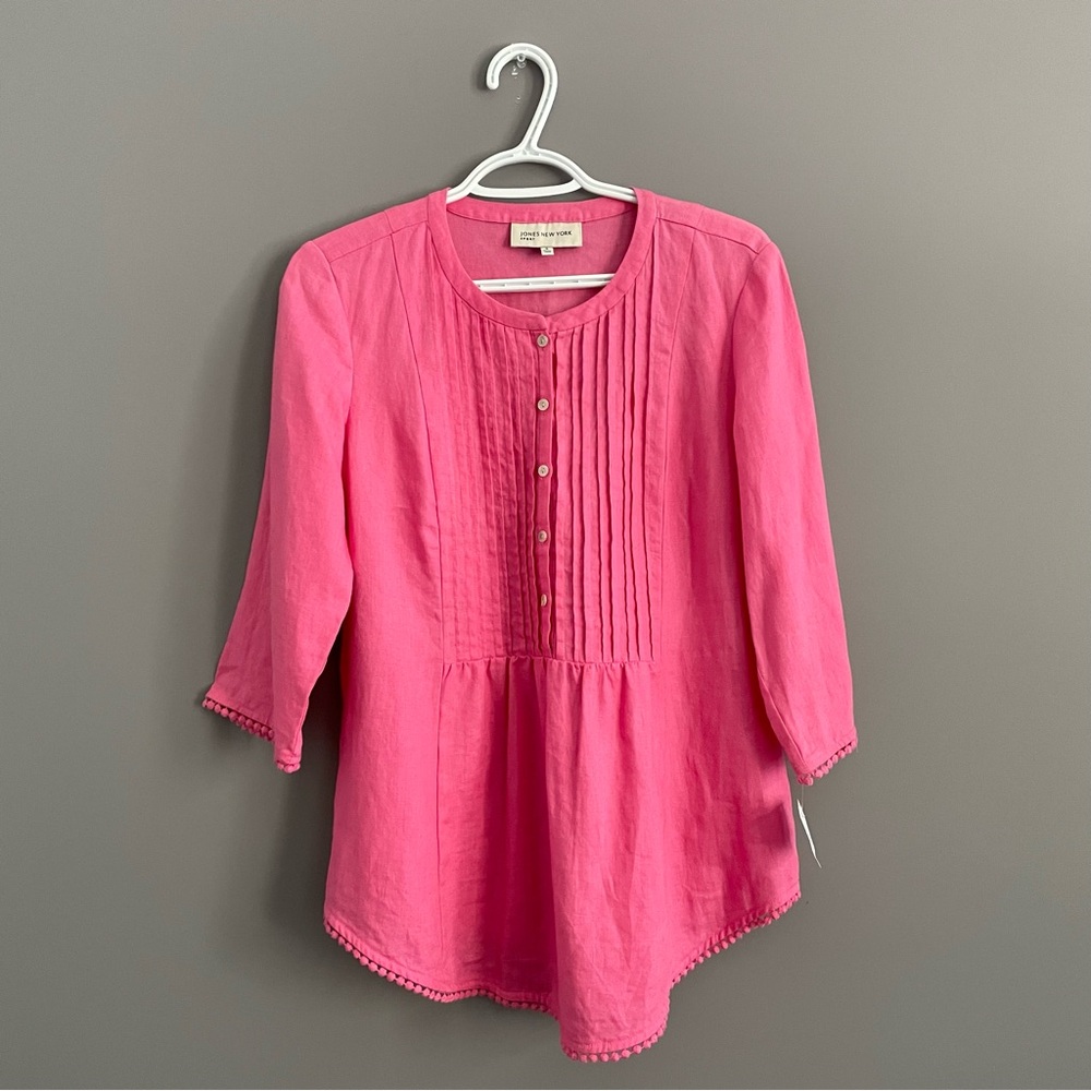 NWT Jones New York Small Long Sleeve Linen Tee